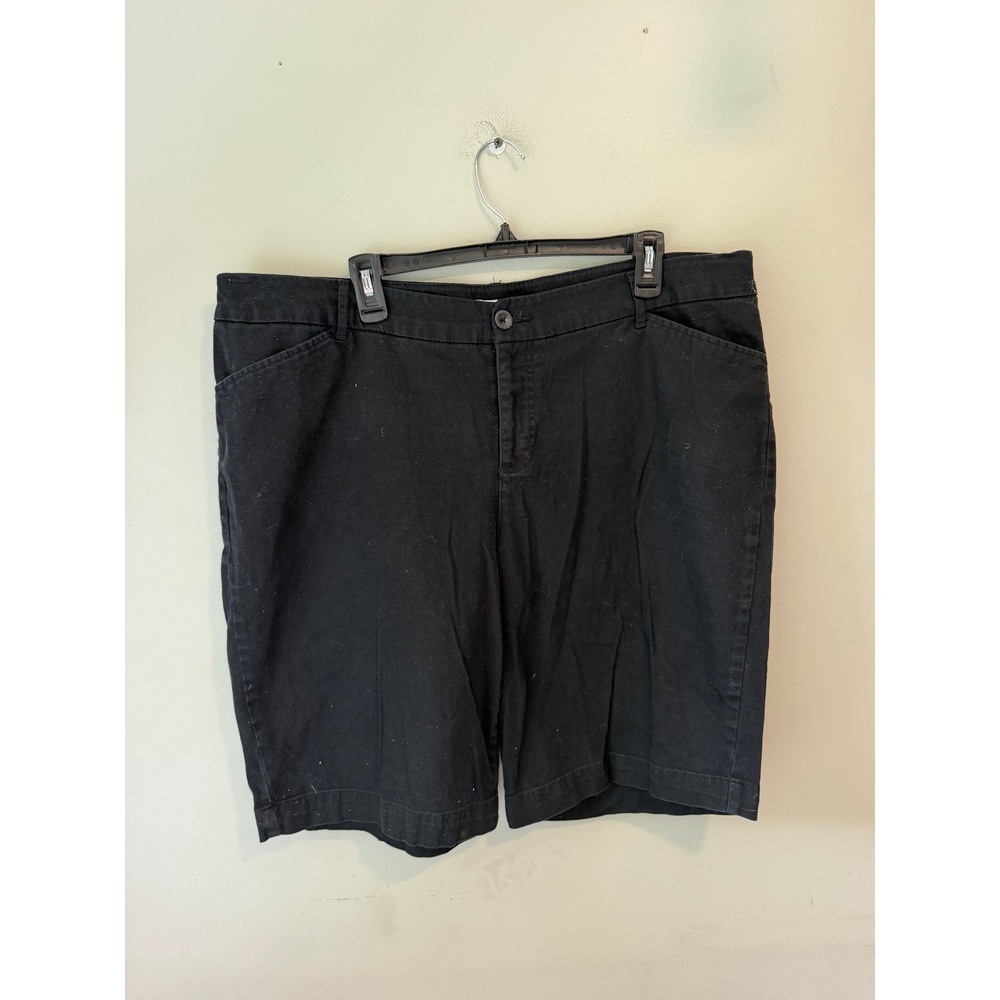 St Johns Bay Womens Black Chino Shorts Size 20W Stretch Cotton Mid Rise Casual